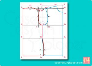 Trazado final de cuerpo del patrón base de camiseta o camisa recta